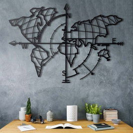 Wallity World Map Compass - Negro